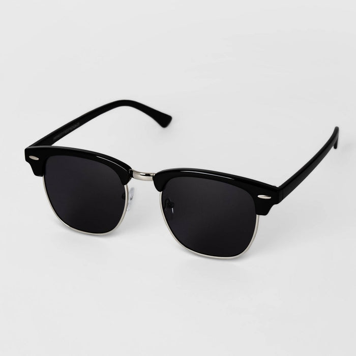 Men's Retro Browline Sunglasses - Goodfellow & Co Black