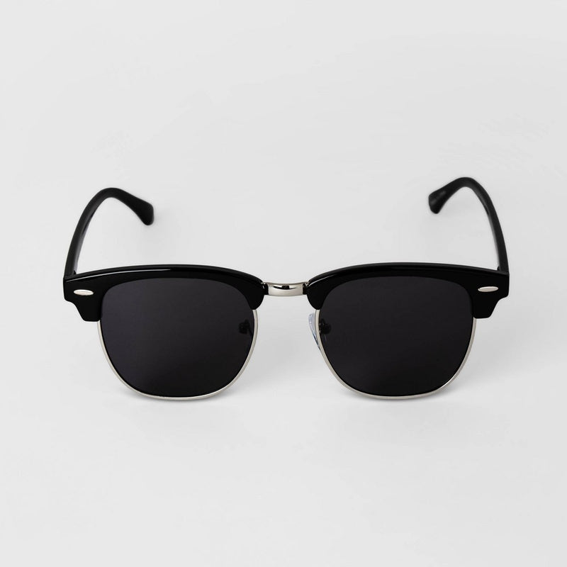 Men's Retro Browline Sunglasses - Goodfellow & Co Black
