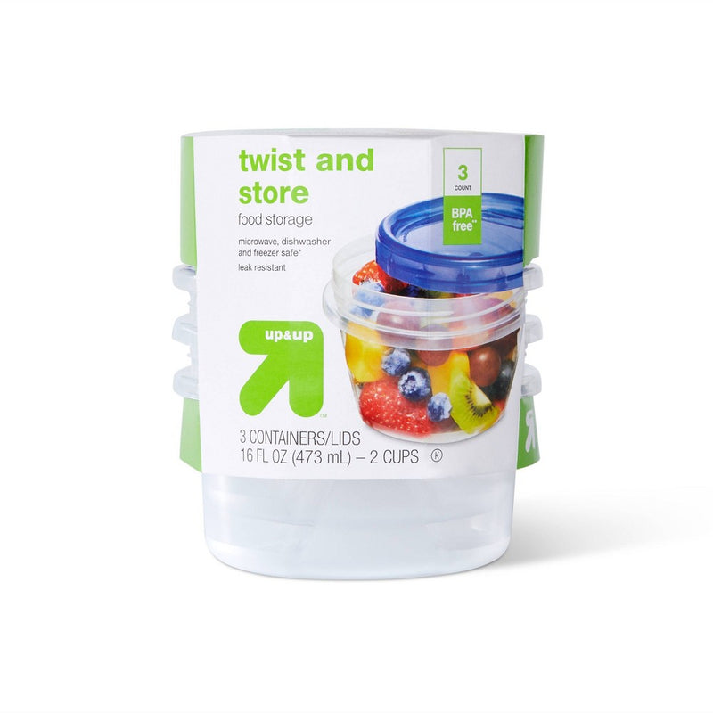 Twist and Store Medium Round Food Storage Container - 3ct/16 fl oz - up & up