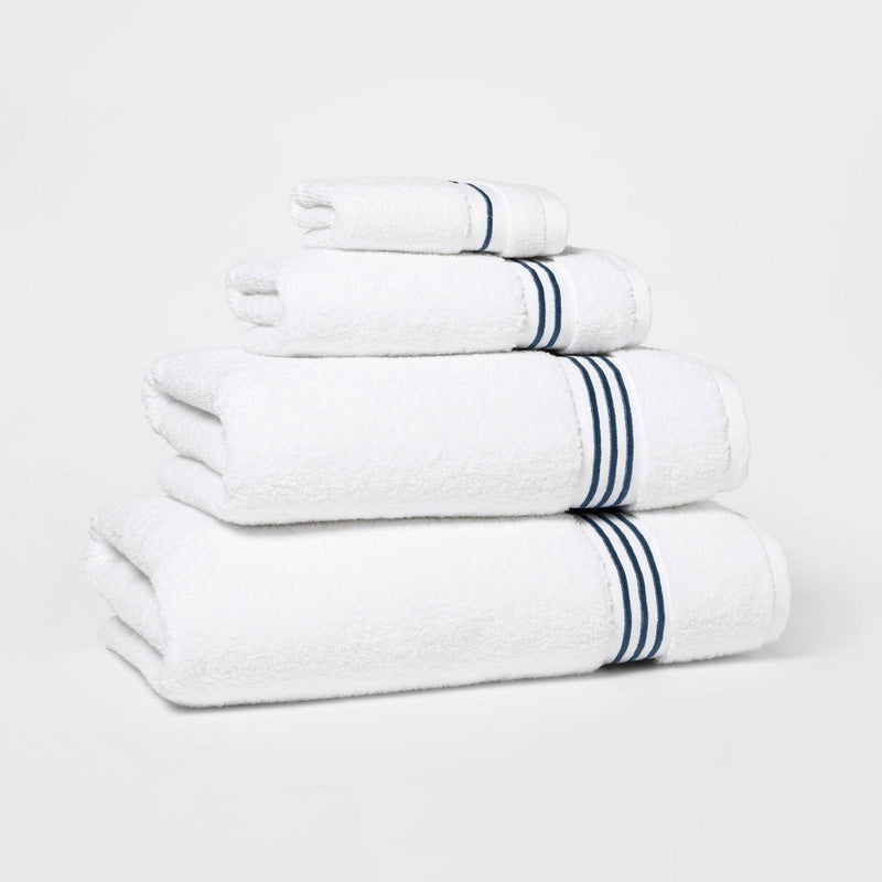 Spa Bath Towel Dark Blue Stripe - Threshold Signature