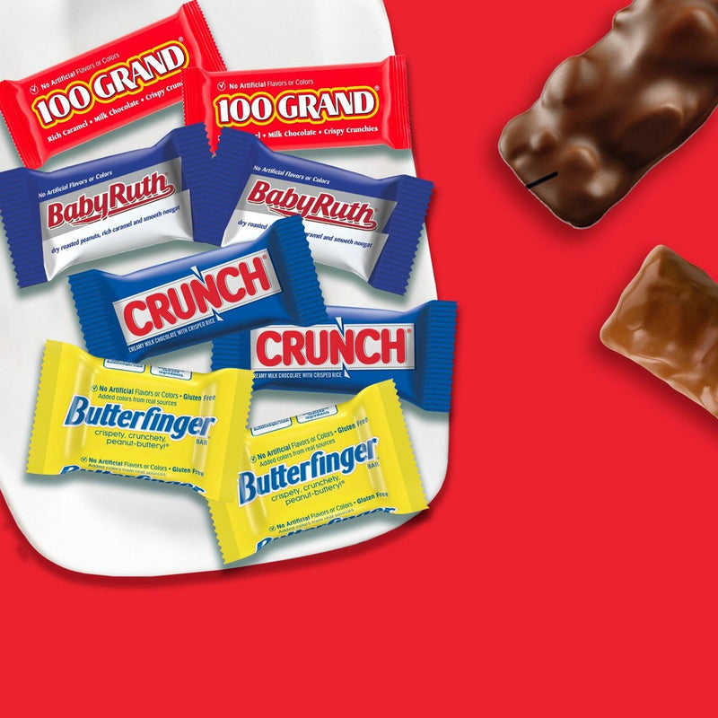 Butterfinger, Baby Ruth, 100 Grand, & Crunch Assorted Halloween Candy Bag - 32.1oz/80ct