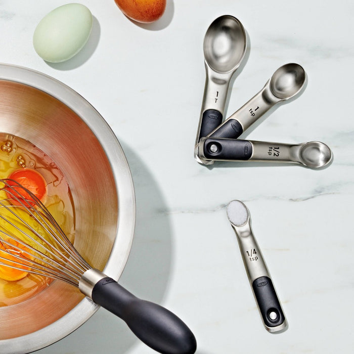 OXO 4pc Stainless Steel Magnetic Measuring Spoons Black