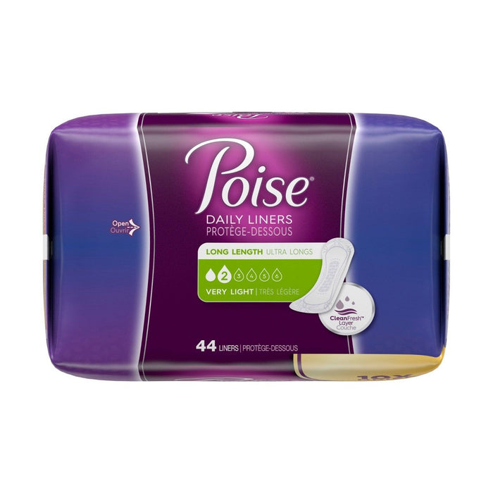 Poise Daily Postpartum Incontinence Panty Liners - Very Light Absorbency - Long - 44ct