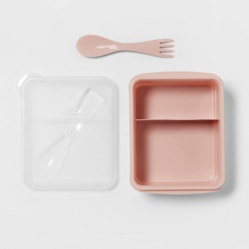 40oz 3pc Plastic Bento Box with Utensil Pink - Room Essentials