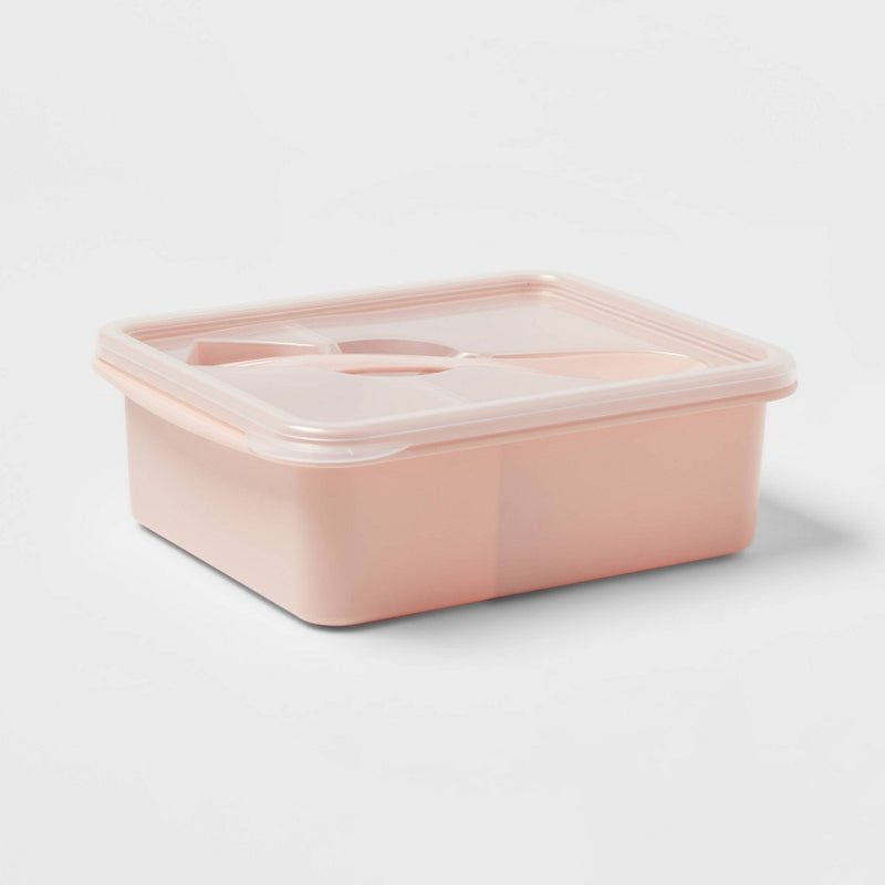 40oz 3pc Plastic Bento Box with Utensil Pink - Room Essentials