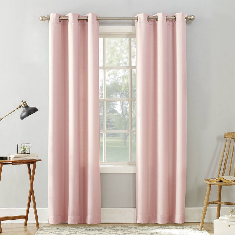 63"x40" Sora Casual Textured Light Filtering Grommet Top Curtain Panel Pink - No. 918
