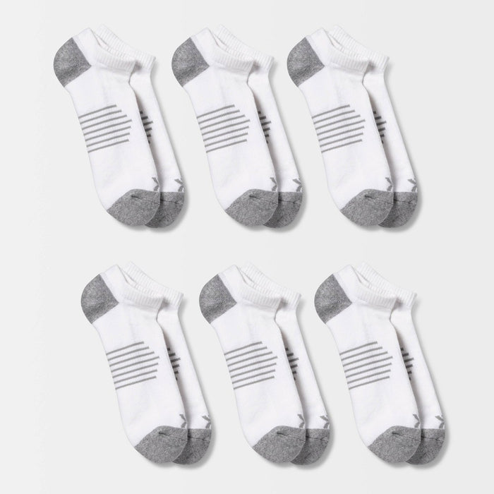 Men's Striped Arch No Show Socks 6pk - All in Motion White 6-12