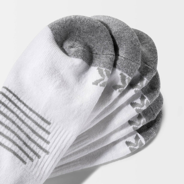 Men's Striped Arch No Show Socks 6pk - All in Motion White 6-12