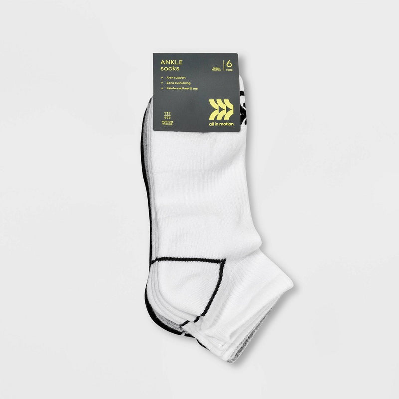 Men's Assorted New Ankle Athletic Socks 6pk - All in Motion 6-12