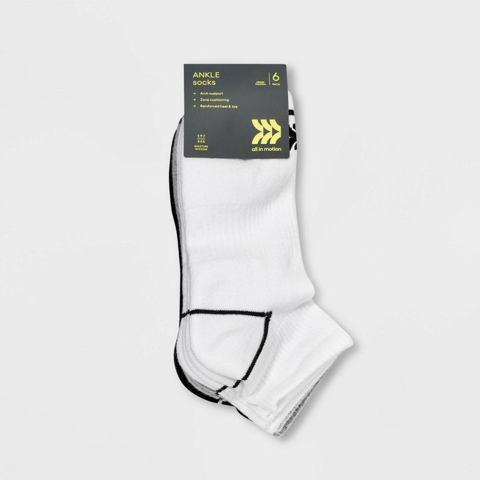 Men's Assorted New Ankle Athletic Socks 6pk - All in Motion 6-12