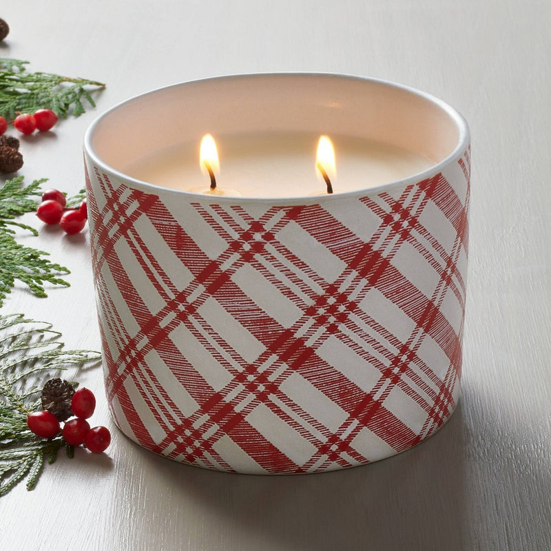 Plaid Ceramic Balsam & Berry Jar Christmas Candle Red 11oz - Hearth & Hand with Magnolia