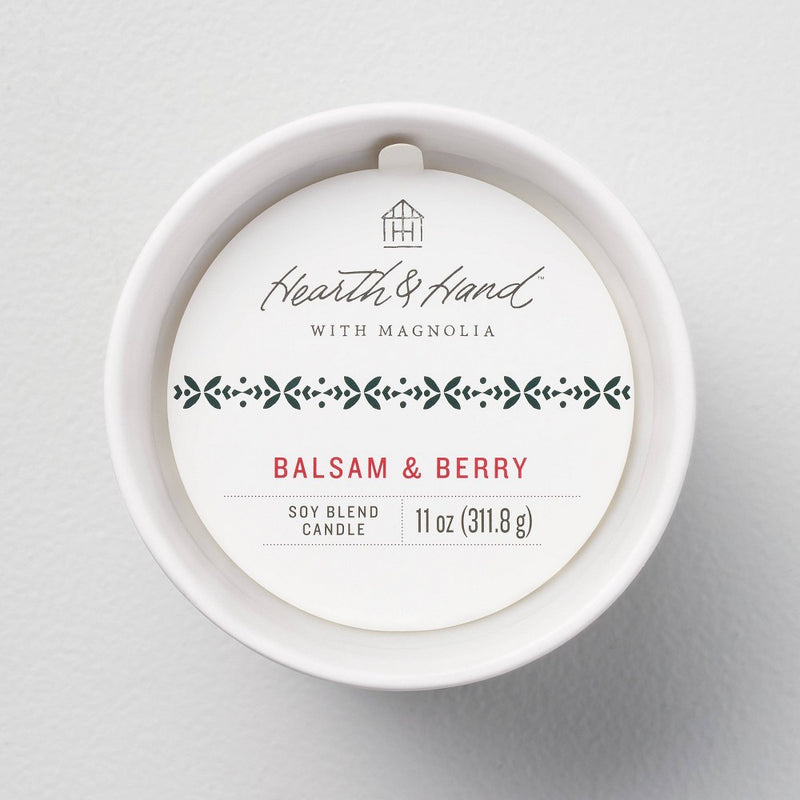 Plaid Ceramic Balsam & Berry Jar Christmas Candle Red 11oz - Hearth & Hand with Magnolia