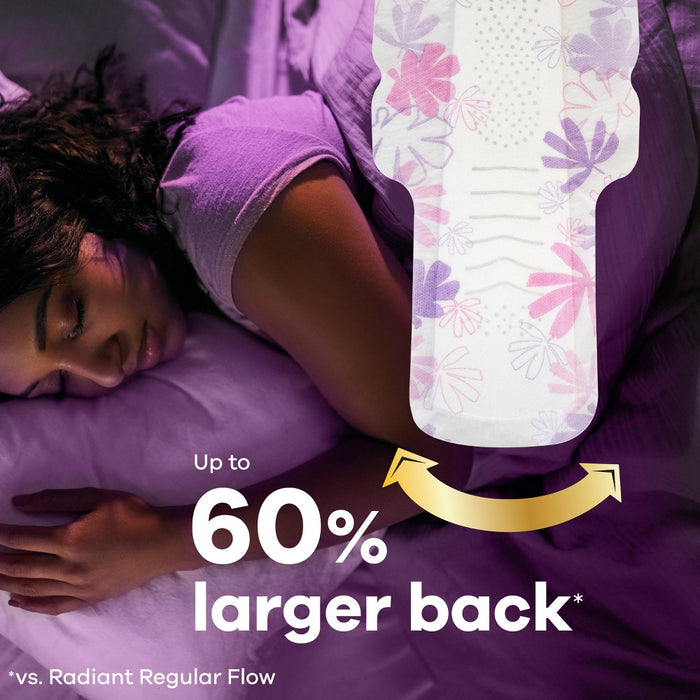 Always Radiant Extra Heavy Absorbency Overnight Sanitary Pads with Wings - Scented - Size 5 - 26ct