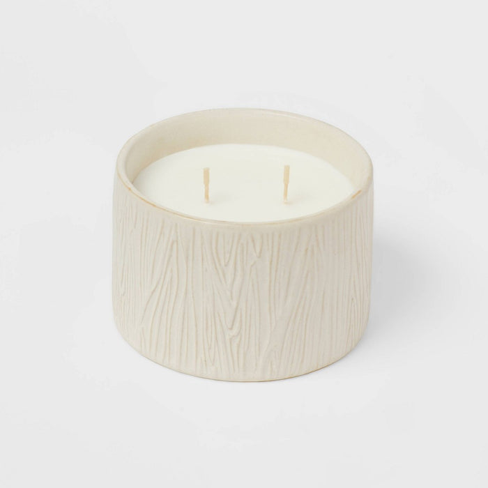 8oz Textured Straight Side Ceramic Warm Cider & Cinnamon Candle White - Threshold