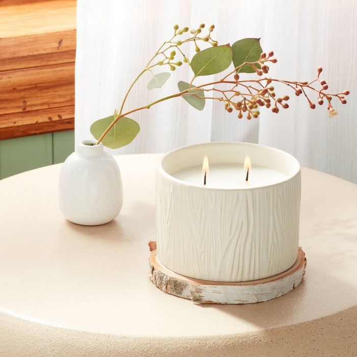 8oz Textured Straight Side Ceramic Warm Cider & Cinnamon Candle White - Threshold
