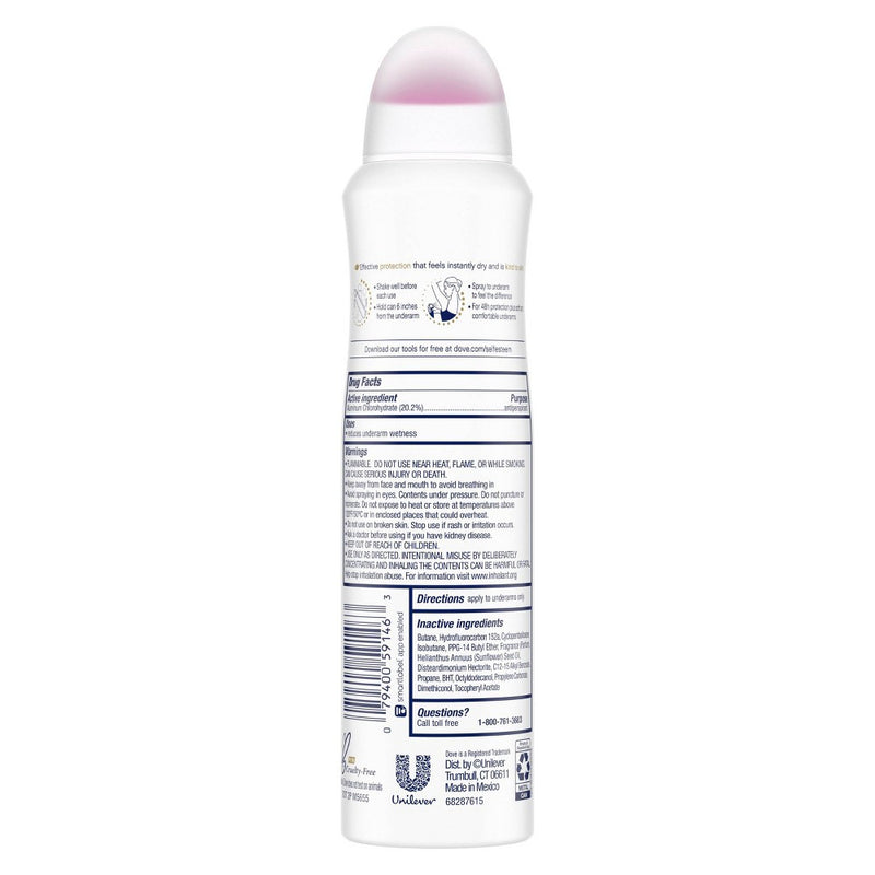 Dove Beauty Clear Finish 48-Hour Invisible Antiperspirant & Deodorant Dry Spray - 3.8oz