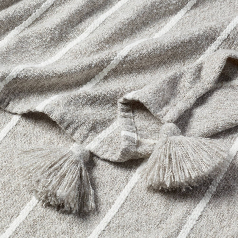 Tasseled Boucle Bed Throw Gray Stripe - Threshold