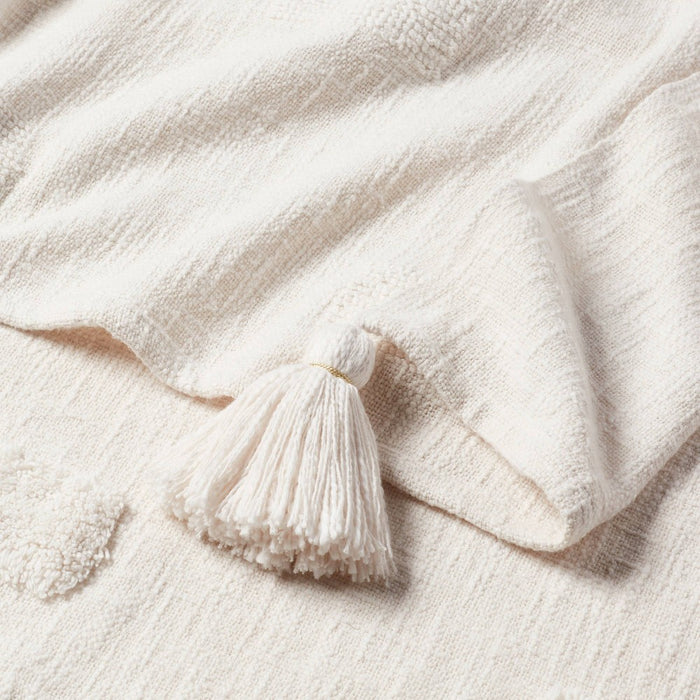 60"x80" Global Tufted Throw Blanket with Tassels Ivory - Threshold