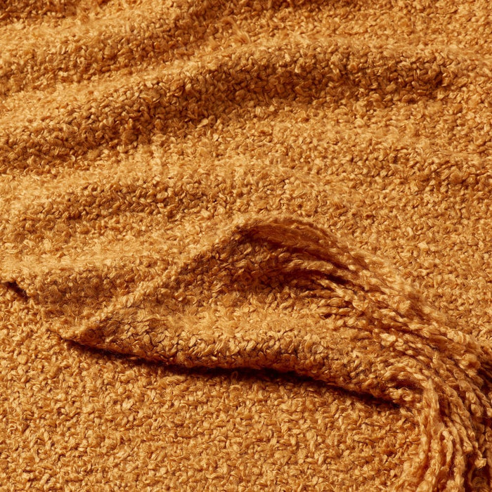 Fringed Boucle Bed Throw Yellow - Threshold