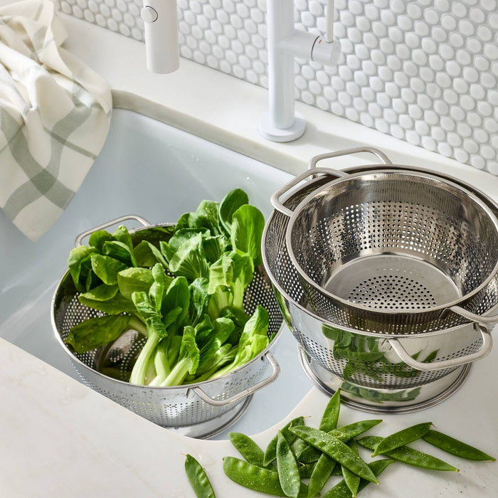 3pc (1.5qt, 3qt, and 5qt) Stainless Steel Colander Set Silver - Figmint
