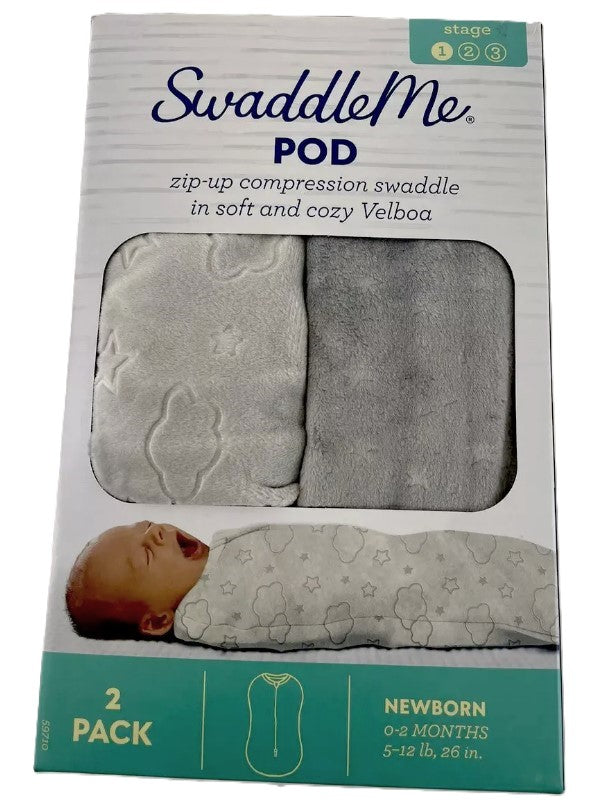 SwaddleMe by Ingenuity Pod Swaddle Wrap in Velboa - Clouds & Stars - Newborn
