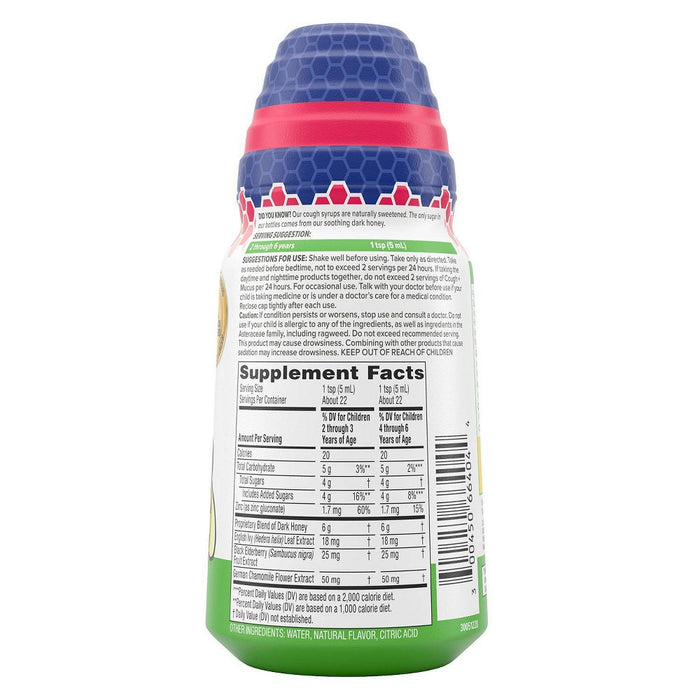 Zarbee's Kids Cough + Mucus Nighttime with Honey, Ivy leaf, Zinc & Elderberry - Mixed Berry - 4 fl oz