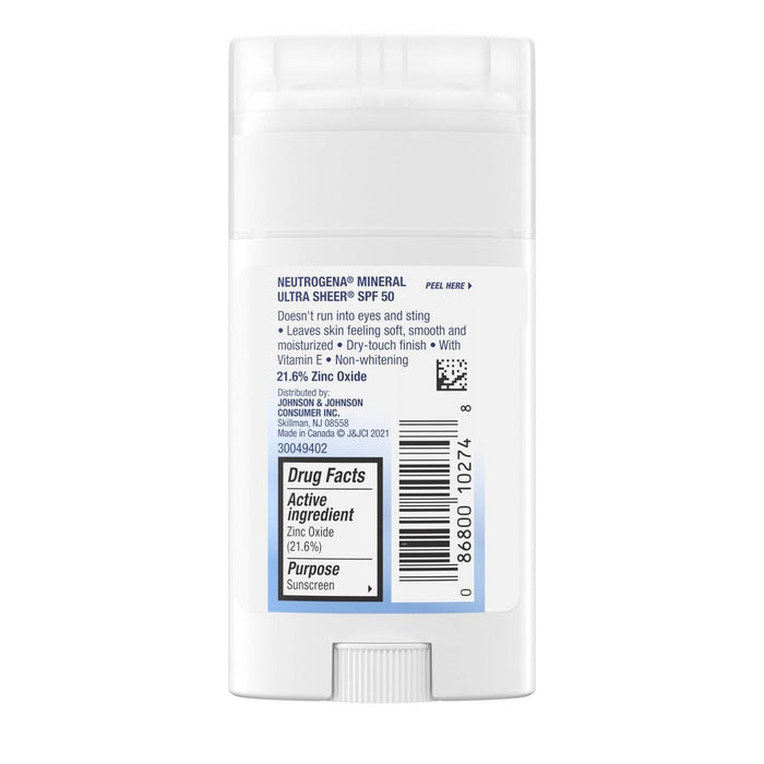 Neutrogena Mineral Ultra Sheer Face + Body Sunscreen Stick-SPF 50 EXP: 11/25