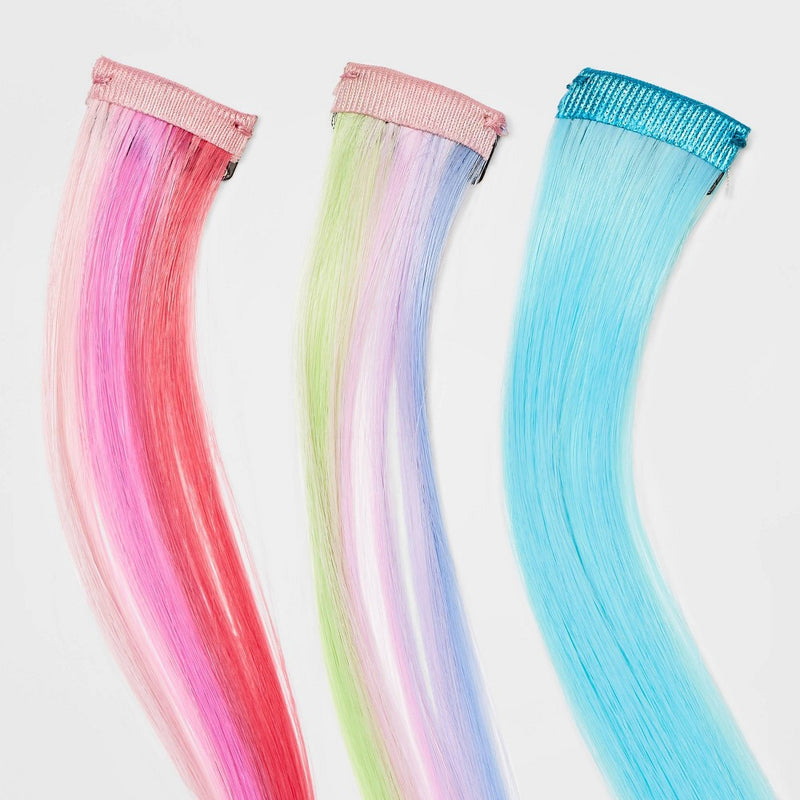 Girls' 3pk Faux Hair Clip Set - art class