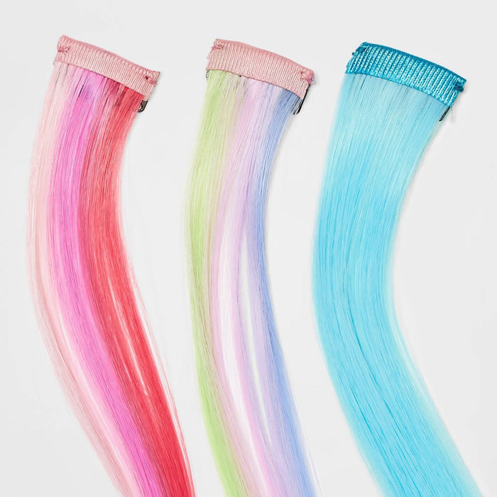 Girls' 3pk Faux Hair Clip Set - art class