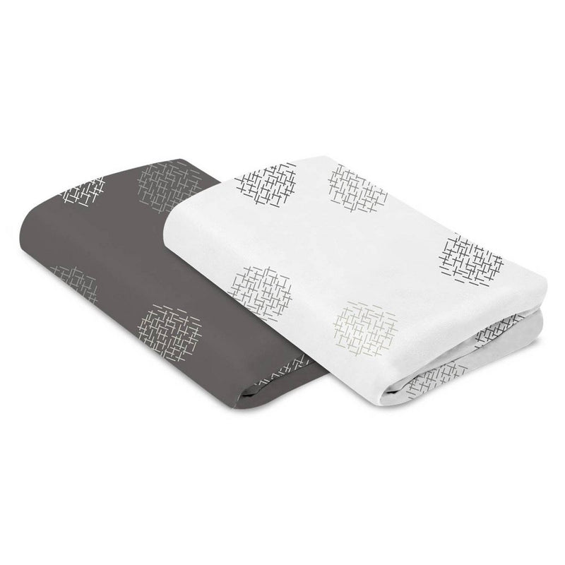 4moms Breeze Playard Sheet - White/Gray Cotton 2pk