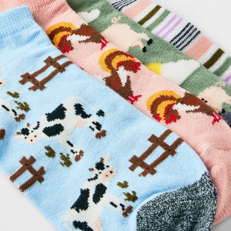Women's Farm Animals 6pk Low Cut Socks - Xhilaration Assorted Colors 4-10