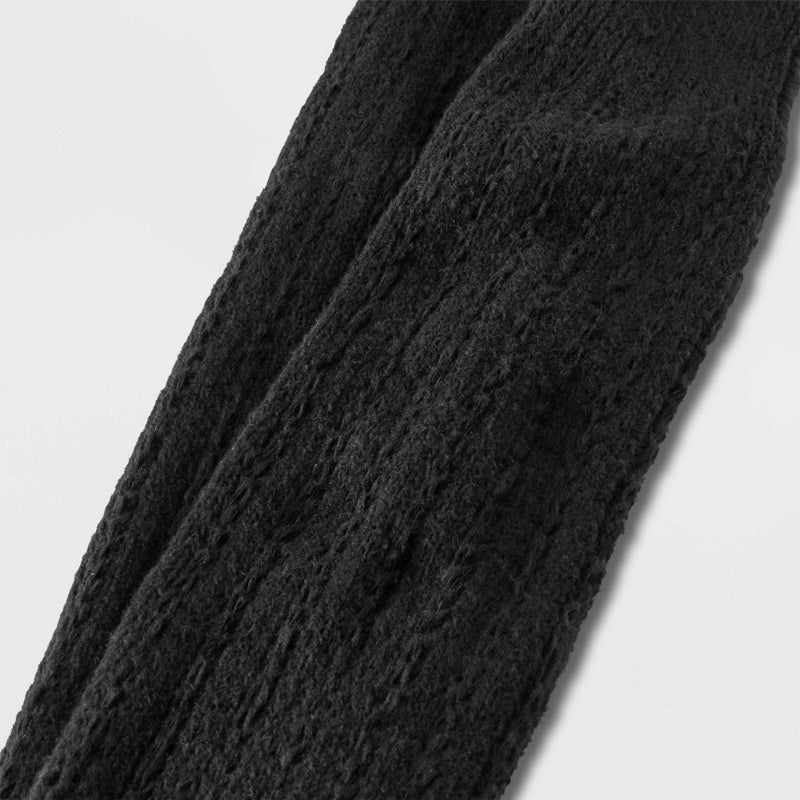 Women's Pointelle Ribbed Super Soft Over the Knee Boot Socks - Universal Thread Black 4-10
