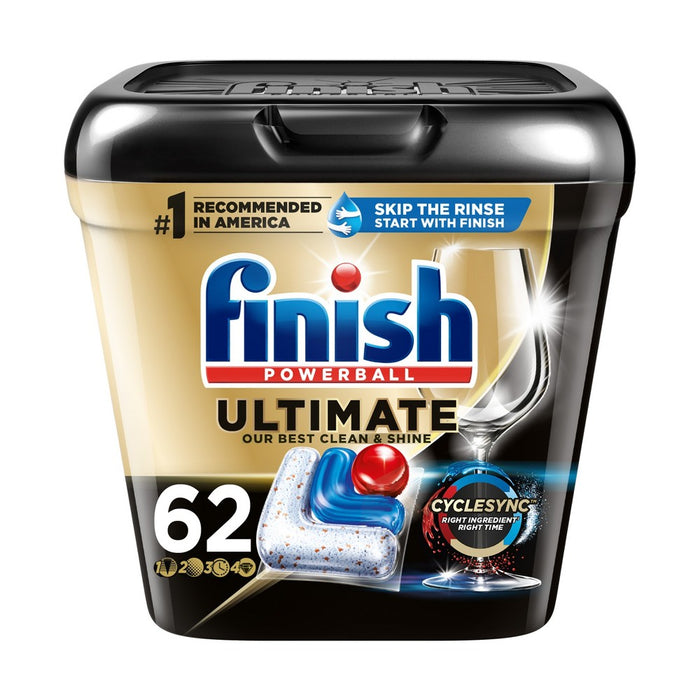 Finish Ultimate Dishwasher Detergent Tabs with CycleSync Technology - 62ct