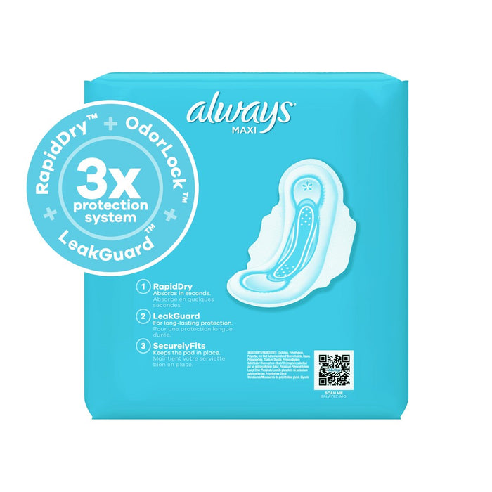 Always Maxi Pads Long Super Absorbency Unscented with Wings - Size 2 - 42ct