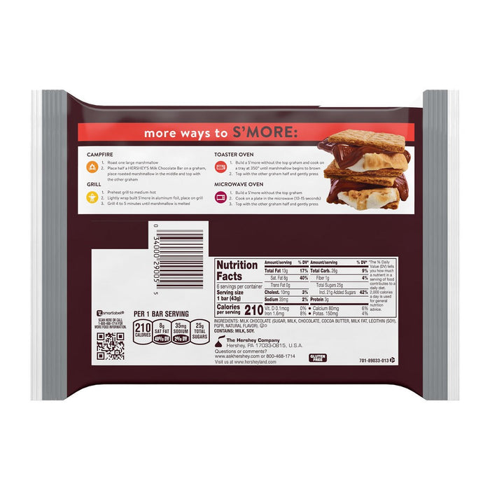 Hershey's Milk Chocolate Candy Bar - 6ct