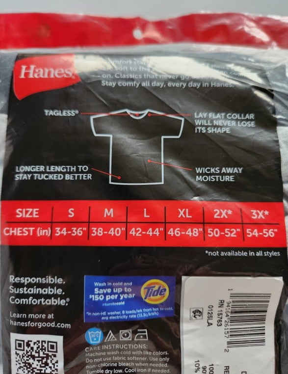 Hanes Red Label Men's Crewneck Dyed T-Shirt 6pk - Black/Gray/Blue XXL