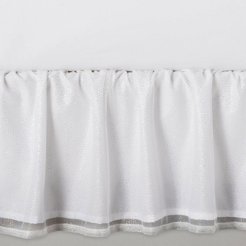Twin Glitter Dot Tulle Kids' Bedskirt White - Pillowfort