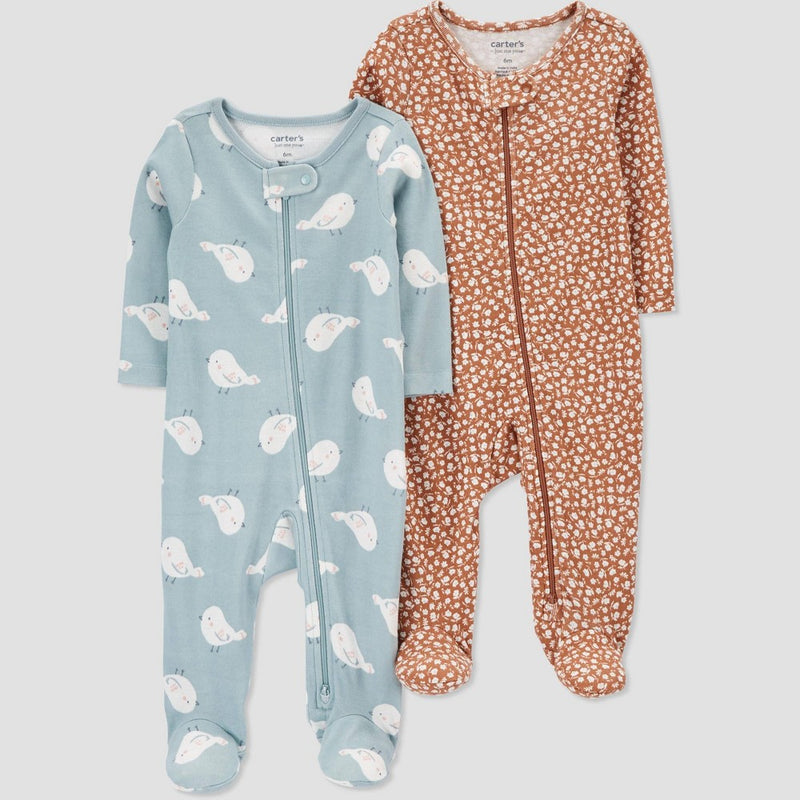 Carter's Just One You Baby Girls' 2pk Sleep N' Play - Brown/Blue 3M