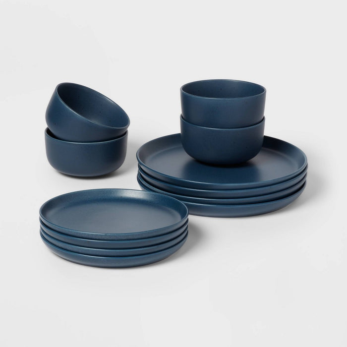 12pc Stoneware Tilley Dinnerware Set Blue - Threshold (LOCAL PICKUP ONLY)