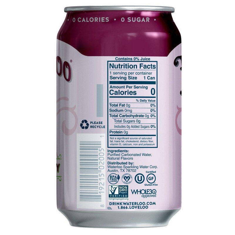Waterloo Black Cherry Sparkling Water - 8pk/12 fl oz Cans