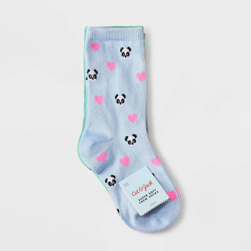 Girls' 4pk Super Soft Panda Crew Socks - Cat & Jack M
