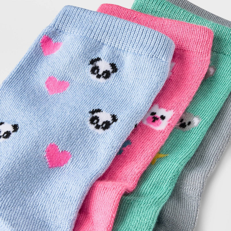 Girls' 4pk Super Soft Panda Crew Socks - Cat & Jack M