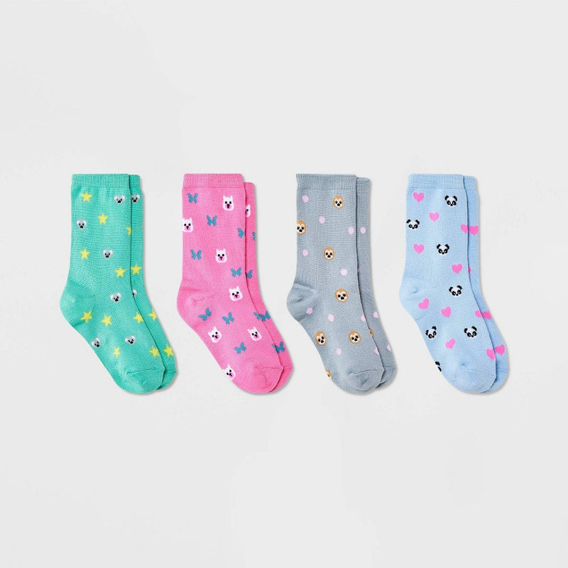 Girls' 4pk Super Soft Panda Crew Socks - Cat & Jack M