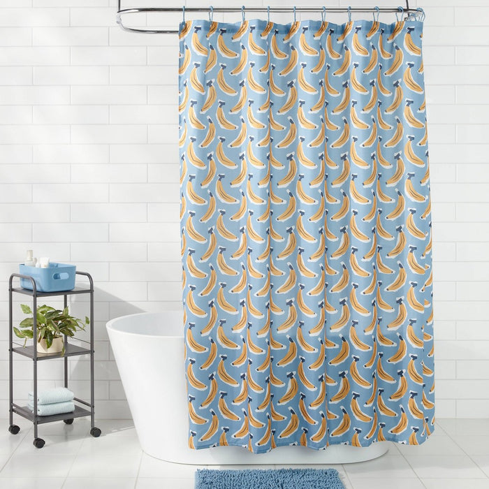 15pc Bananas Shower Curtain Set Blue - Room Essentials