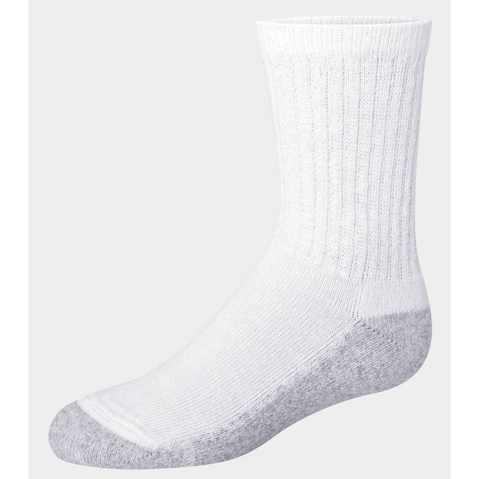 Hanes Boys' 12pk Cushioned Crew Athletic Socks - White L