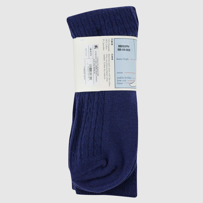 Girls' Casual Knee High Socks 2pk - Cat & Jack Nightfall Blue L
