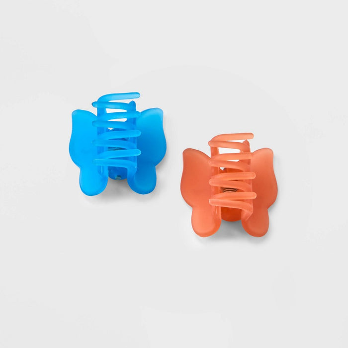 Girls' 12pk Frosted Butterfly Clips - art class Orange/Blue/Pink