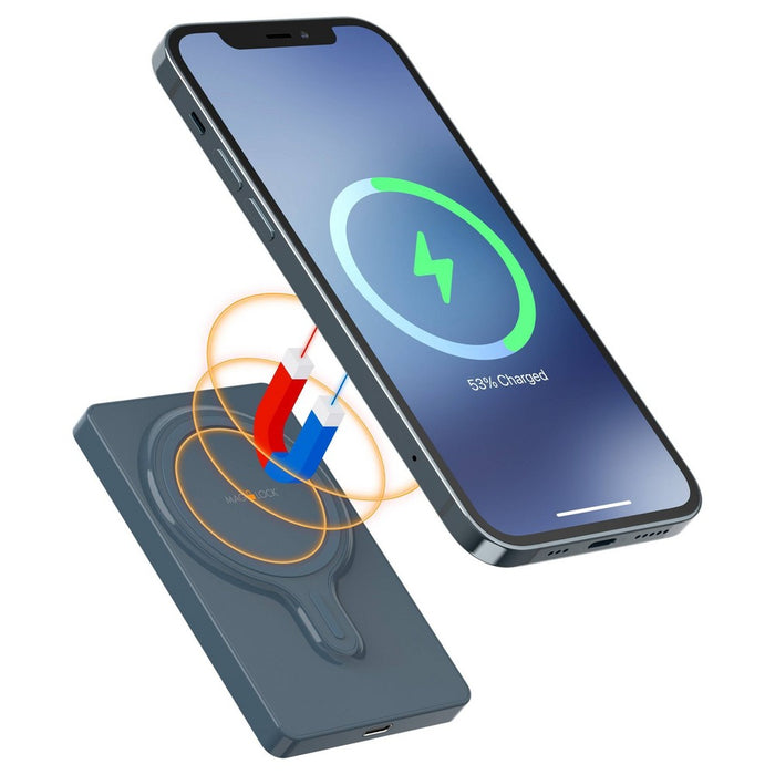 myCharge Maglock 3k 3000mAh/12W Wireless Charger + USB-C Power Bank - Blue