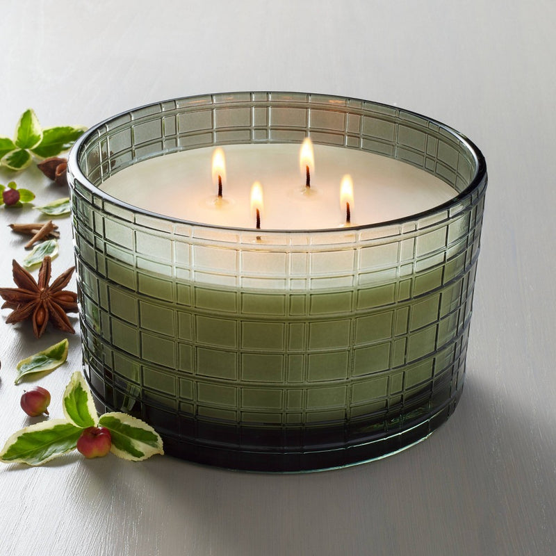 Textured Glass Mulled Spice Jar Christmas Candle Green 24oz - Hearth & Hand with Magnolia
