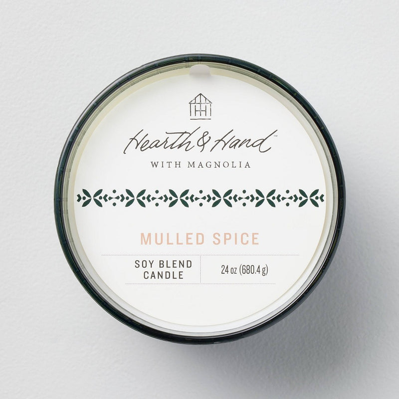 Textured Glass Mulled Spice Jar Christmas Candle Green 24oz - Hearth & Hand with Magnolia